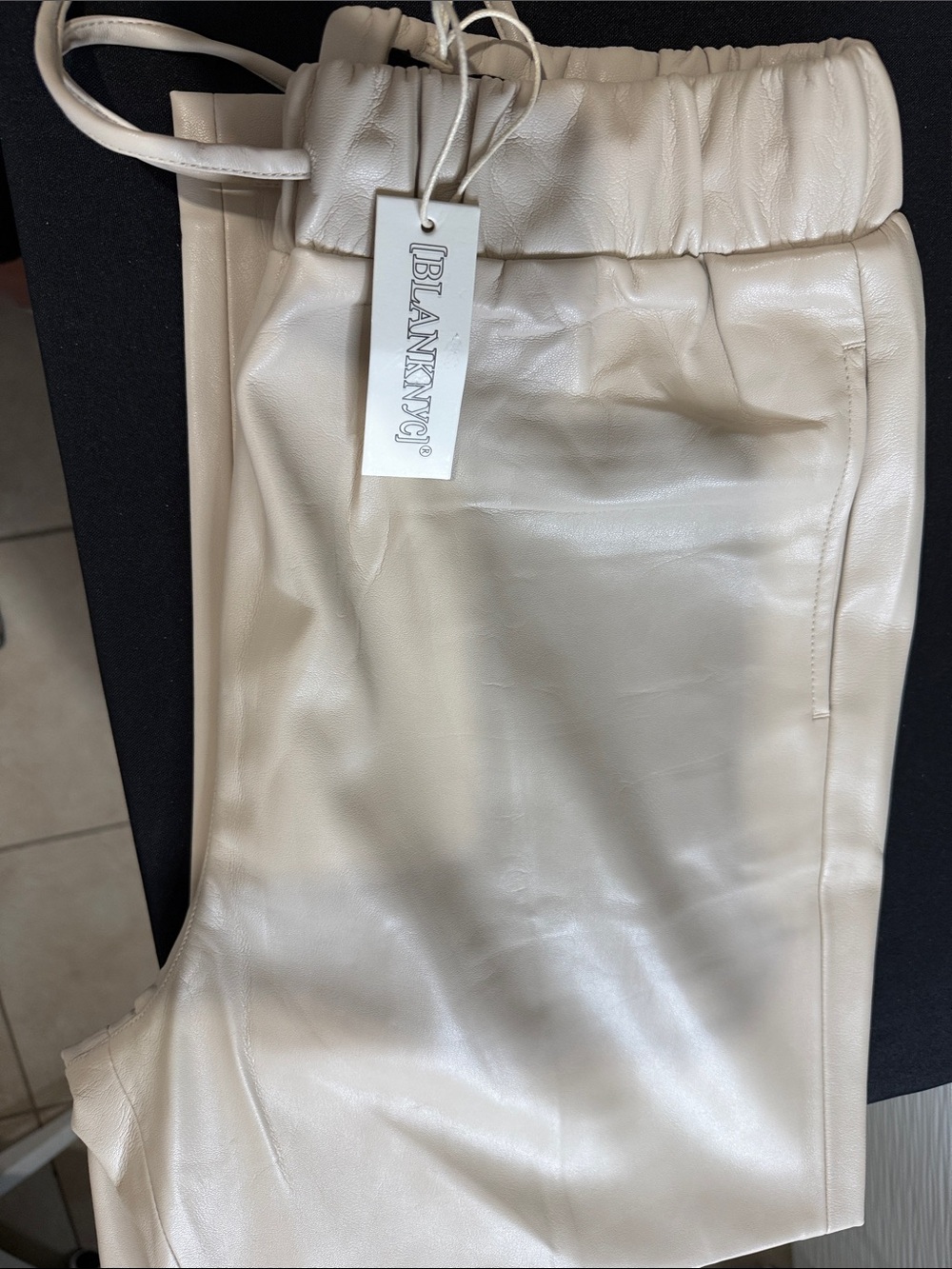 Faux Leather Joggers cream